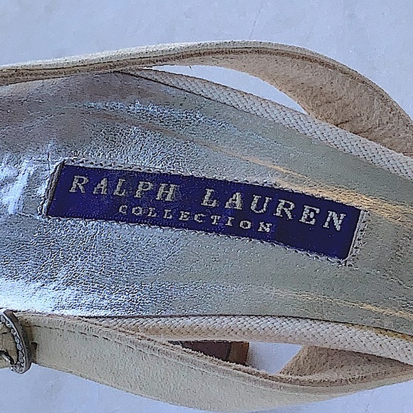RALPH LAUREN COLLECTION SLING BACK  SUEDE LINEN 3 IN 9M Y2K VINTAGE ITALY - Picture 10 of 12